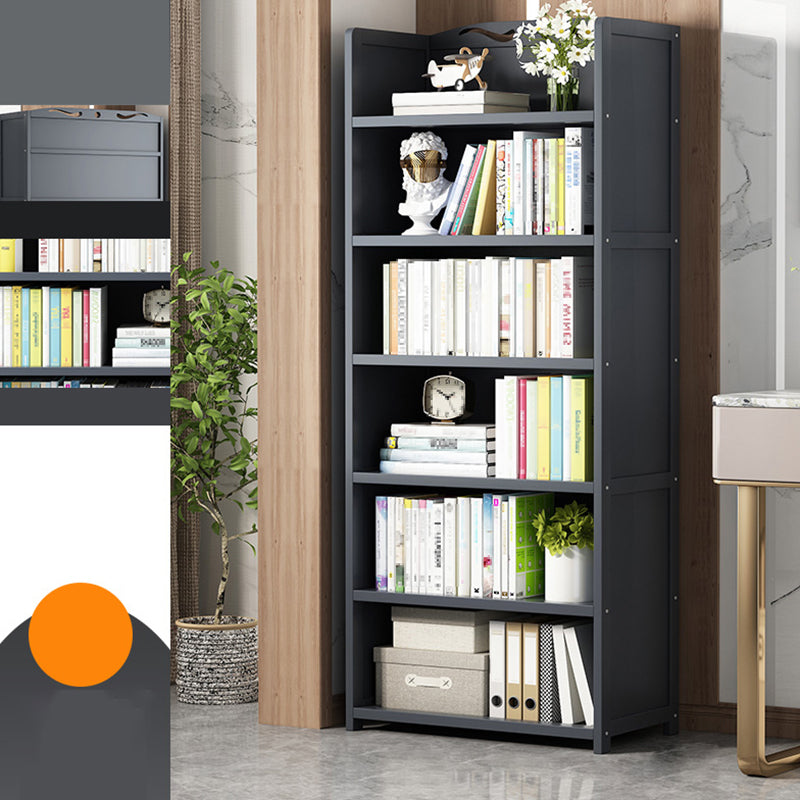 Vertical Contemporary Bamboo Bookcase Open Back Bookshelf for Office 19.7"L x 9.8"W x 66.9"H Grey No Drawer Clearhalo 'Bookcases' 'furn' 'furn_bookcases' 'Furniture' 'Office Furniture' 7859945