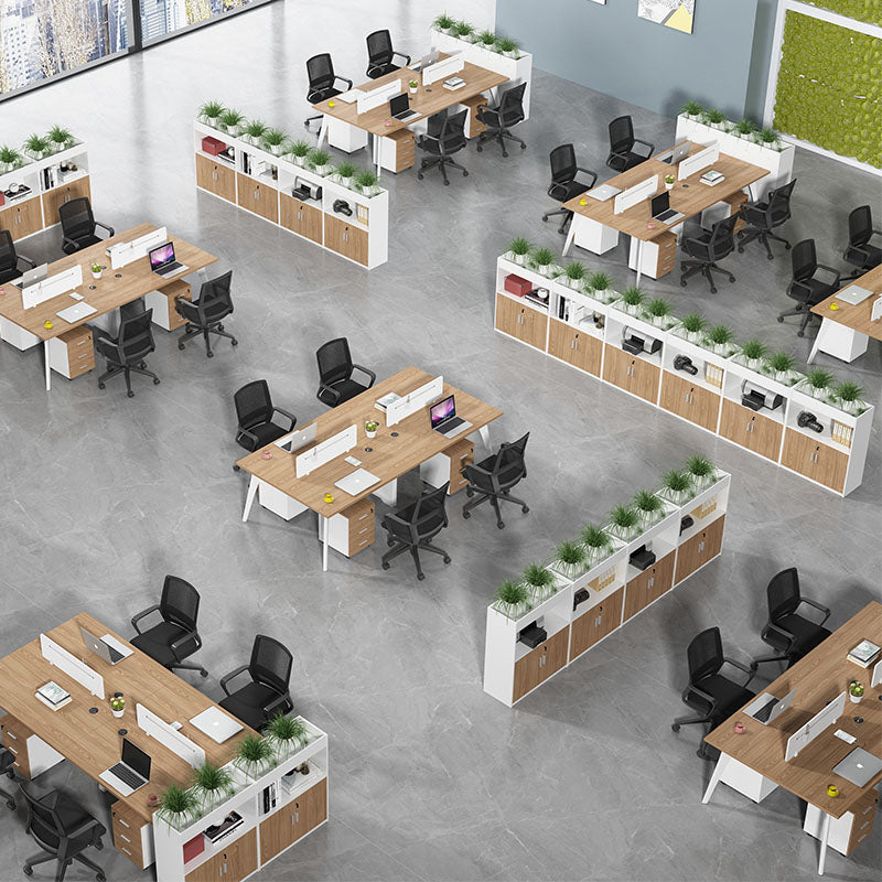 Moderno moderno mobile in legno ingegnerizzato con archiviazione di blocco per home office