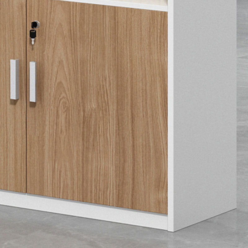 Moderno moderno mobile in legno ingegnerizzato con archiviazione di blocco per home office