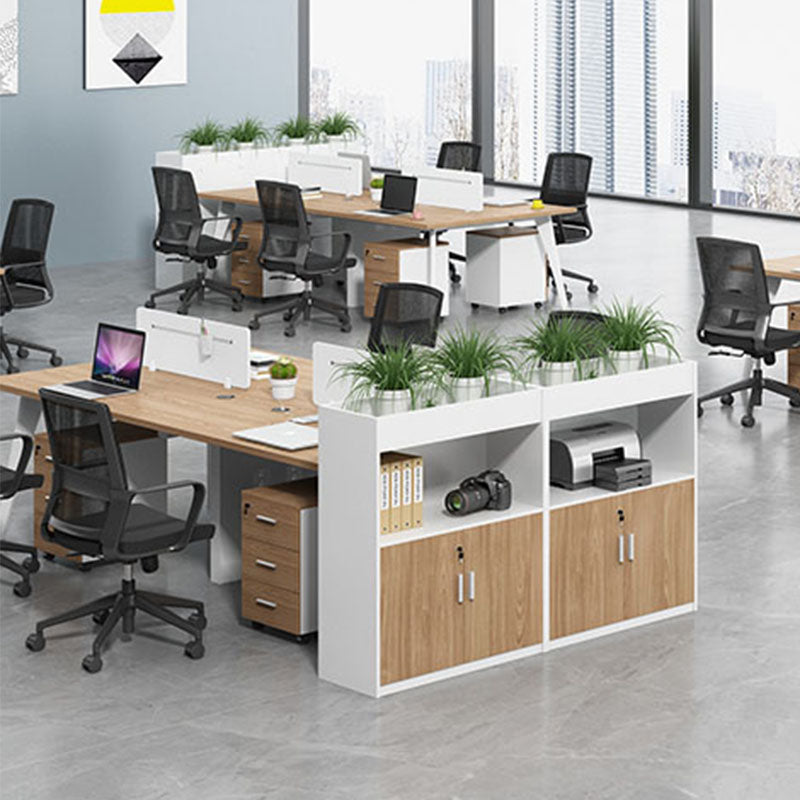 Moderno moderno mobile in legno ingegnerizzato con archiviazione di blocco per home office