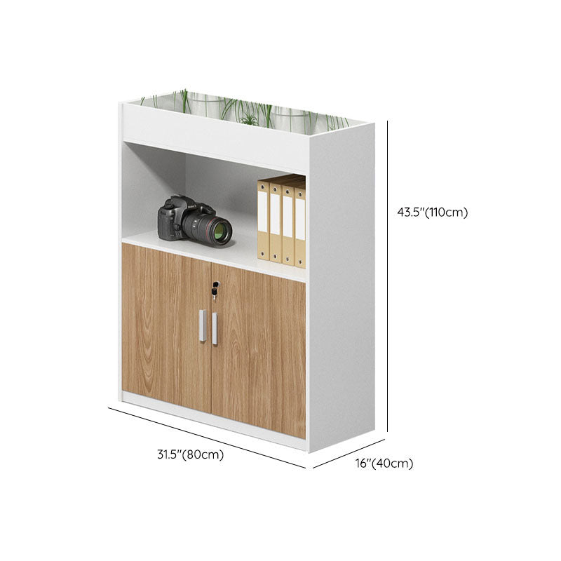 Moderno moderno mobile in legno ingegnerizzato con archiviazione di blocco per home office
