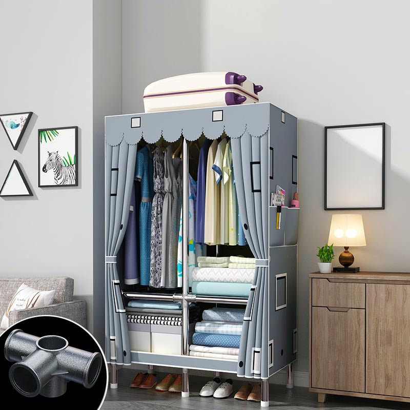 Eigentijdse stijl garderobe armoire houten armoire met kledingrail voor slaapkamer
