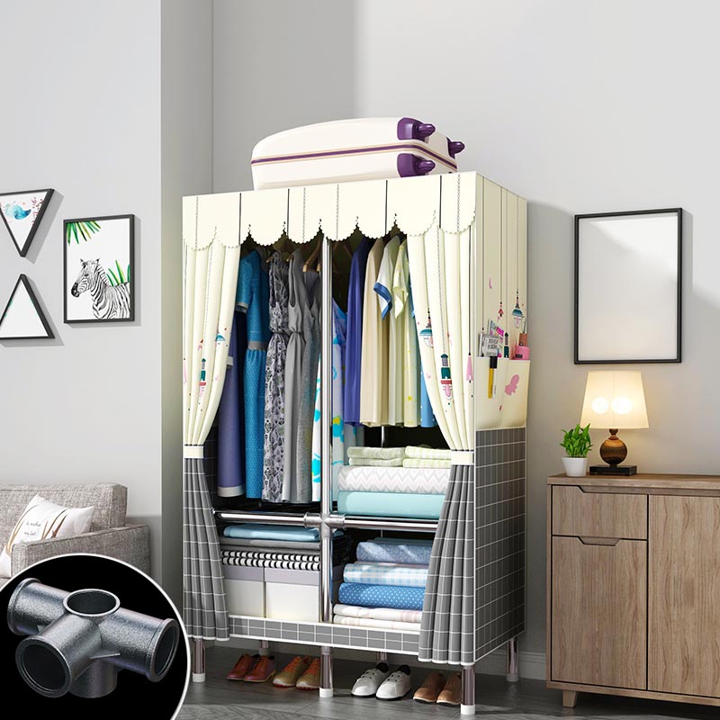 Eigentijdse stijl garderobe armoire houten armoire met kledingrail voor slaapkamer