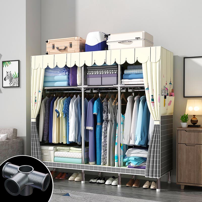 Eigentijdse stijl garderobe armoire houten armoire met kledingrail voor slaapkamer