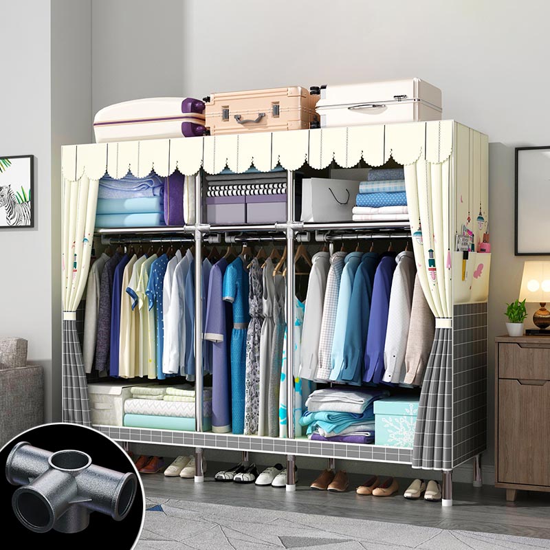 Eigentijdse stijl garderobe armoire houten armoire met kledingrail voor slaapkamer