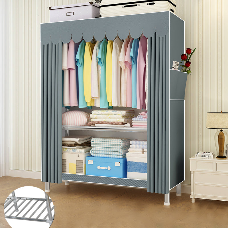 Contemporary Wardrobe Armoire Metal Armoire with Garment Rod for Home