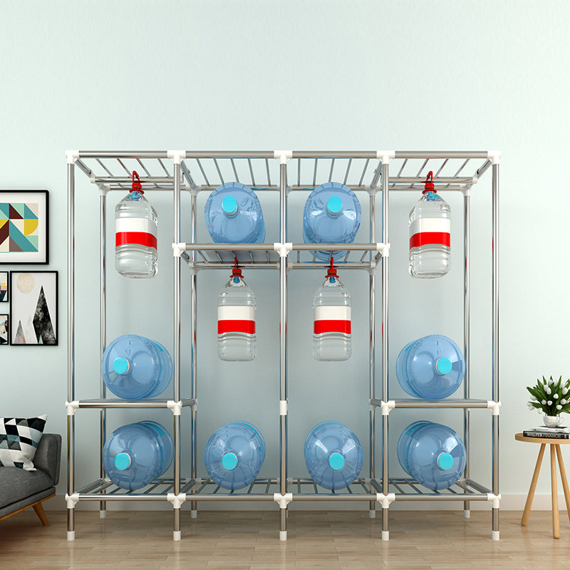 Contemporary Wardrobe Armoire Metal Armoire with Garment Rod for Home