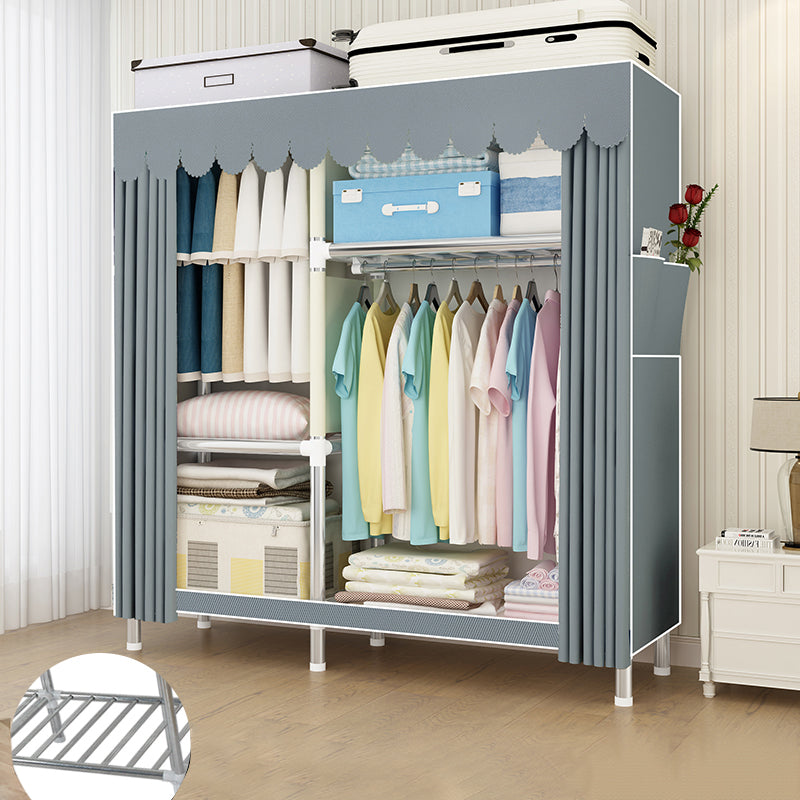 Contemporary Wardrobe Armoire Metal Armoire with Garment Rod for Home