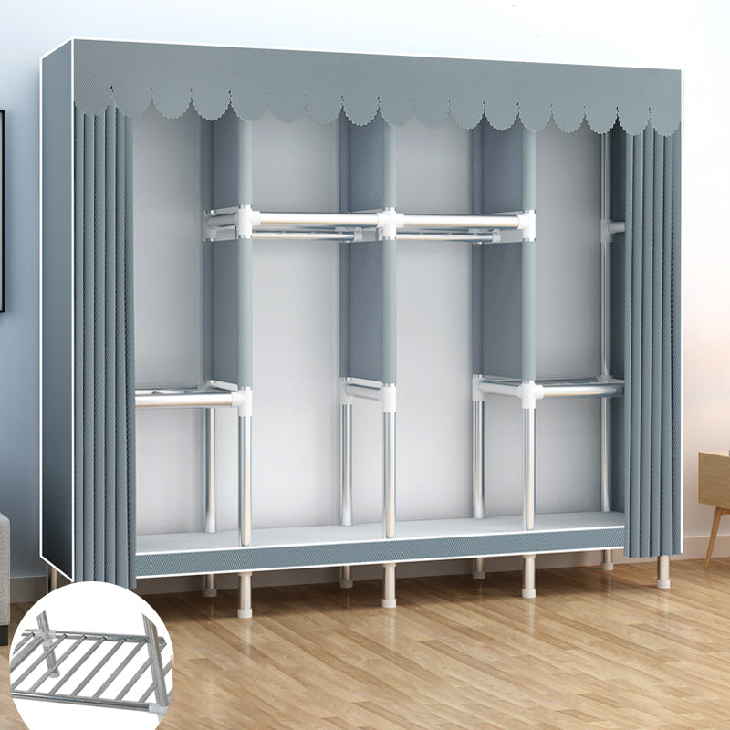 Contemporary Wardrobe Armoire Metal Armoire with Garment Rod for Home