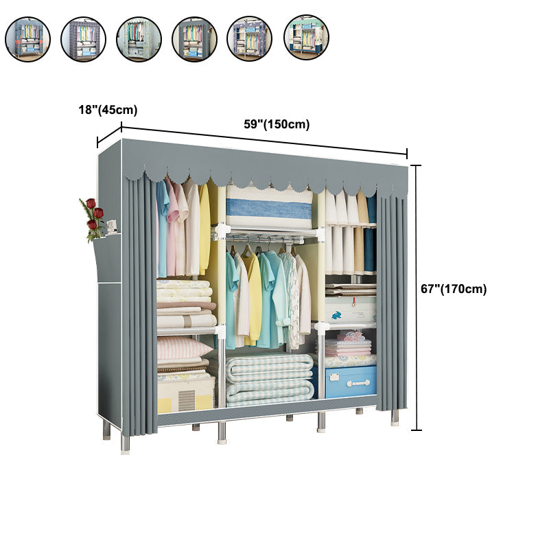 Contemporary Wardrobe Armoire Metal Armoire with Garment Rod for Home