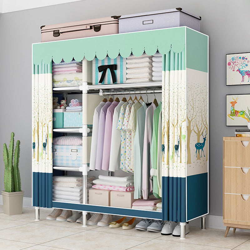Contemporary Style Wardrobe Armoire Bedroom Armoire with Leg and Shelves