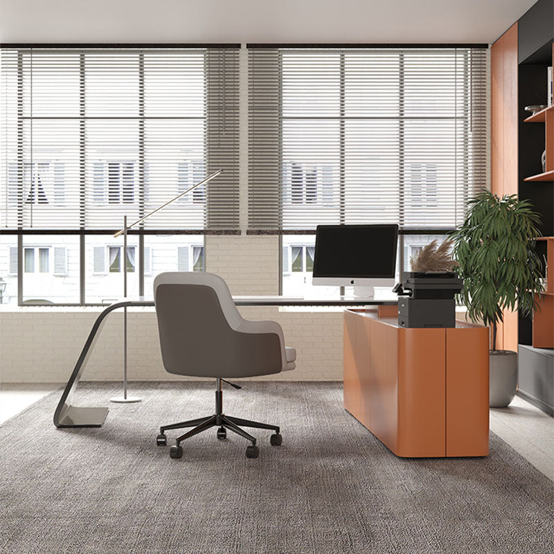 Rechteckig geformtes Büro -Schreibtischholz mit 3 Schubladen in Orange