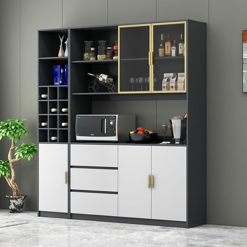 Modern Freestanding Manufactured Wood Wine Bottle Rack with Shelf Clearhalo 'furn' 'furn_wine_racks' 'Furniture' 'Kitchen & Dining Furniture' 'Wine Racks' 'wine_racks' 7862495