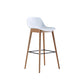 Contemporary Acrylic Backrest Counter High Stool with Wooden Base