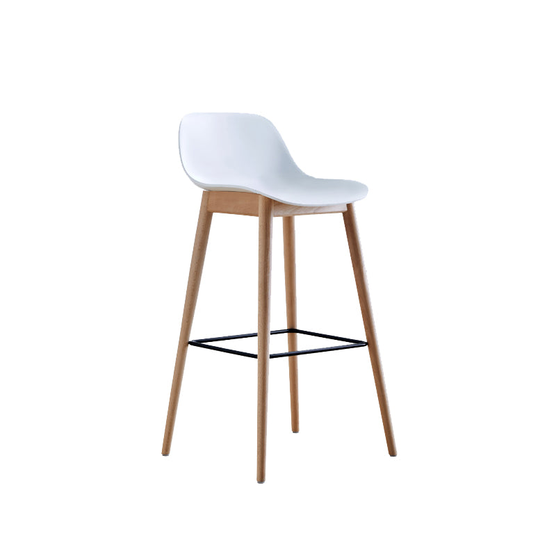 Contemporary Acrylic Backrest Counter High Stool with Wooden Base