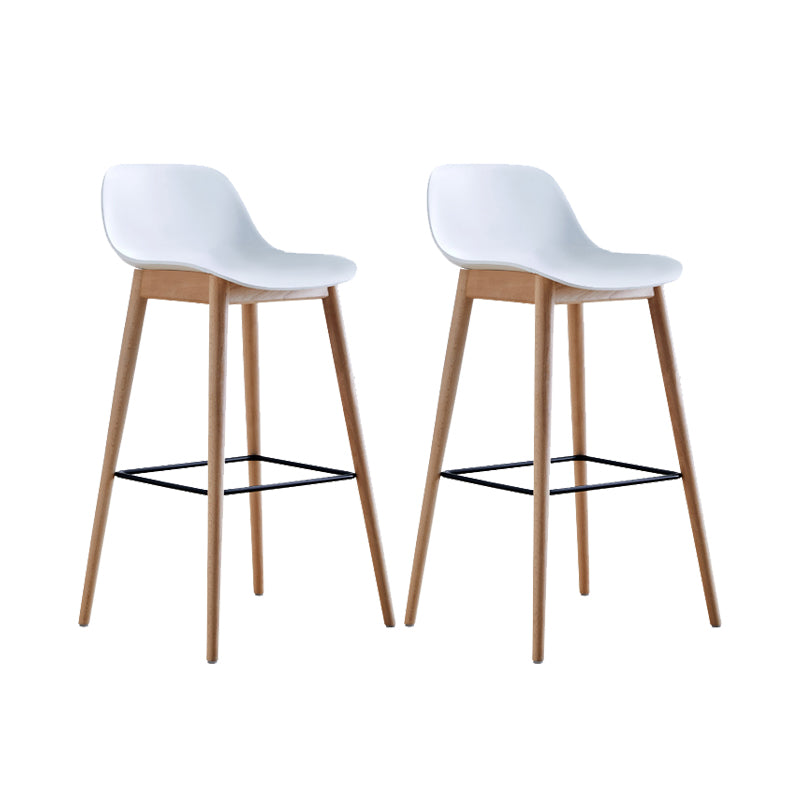 Contemporary Acrylic Backrest Counter High Stool with Wooden Base