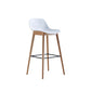 Contemporary Acrylic Backrest Counter High Stool with Wooden Base