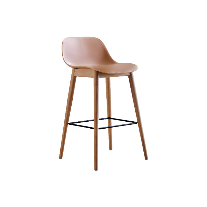 Contemporary Acrylic Backrest Counter High Stool with Wooden Base