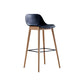 Contemporary Acrylic Backrest Counter High Stool with Wooden Base