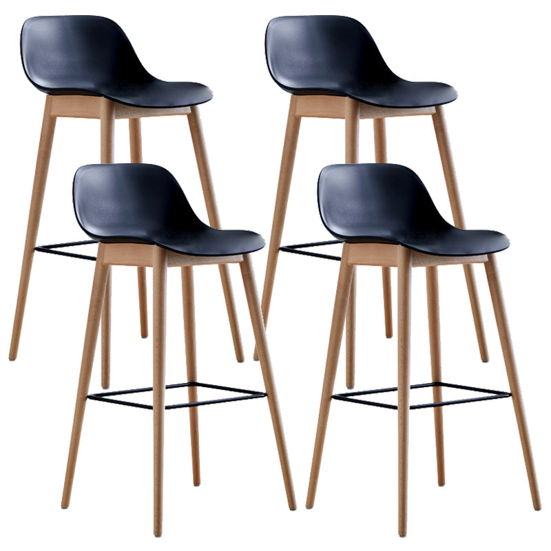 Contemporary Acrylic Backrest Counter High Stool with Wooden Base