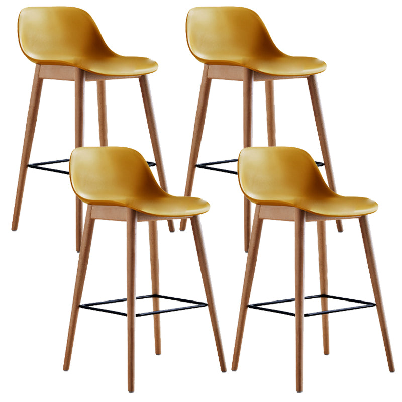 Contemporary Acrylic Backrest Counter High Stool with Wooden Base