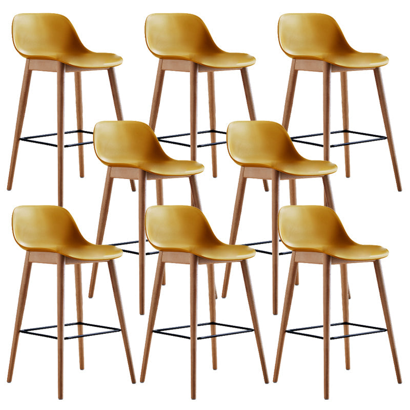 Contemporary Acrylic Backrest Counter High Stool with Wooden Base