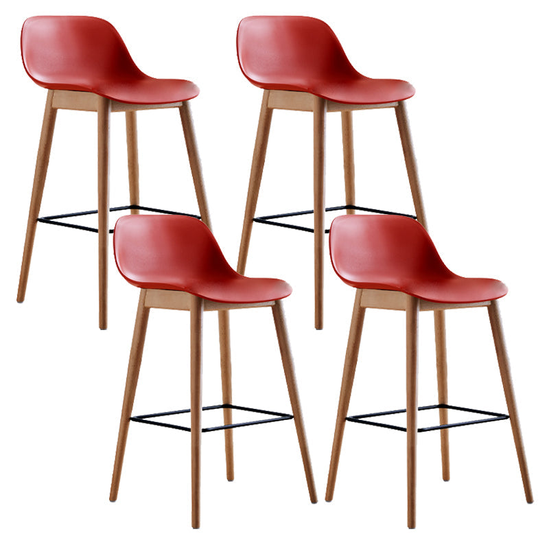 Contemporary Acrylic Backrest Counter High Stool with Wooden Base