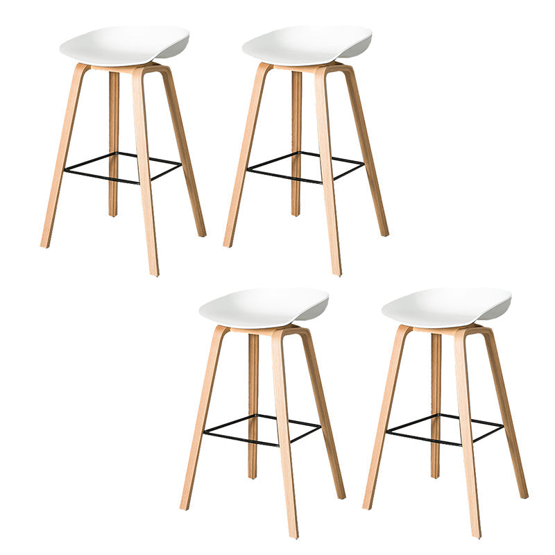 Contemporary Plastic Bucket Bar Stool with Beech Solid Wood Base