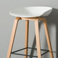Contemporary Plastic Bucket Bar Stool with Beech Solid Wood Base
