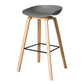 Contemporary Plastic Bucket Bar Stool with Beech Solid Wood Base