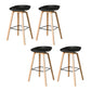Contemporary Plastic Bucket Bar Stool with Beech Solid Wood Base