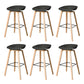 Contemporary Plastic Bucket Bar Stool with Beech Solid Wood Base