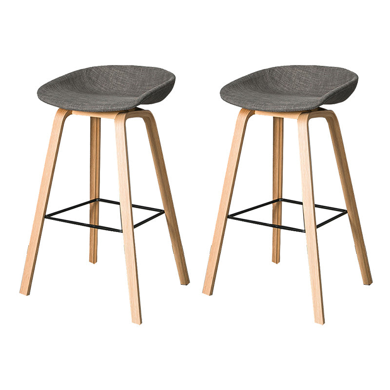 Contemporary Plastic Bucket Bar Stool with Beech Solid Wood Base