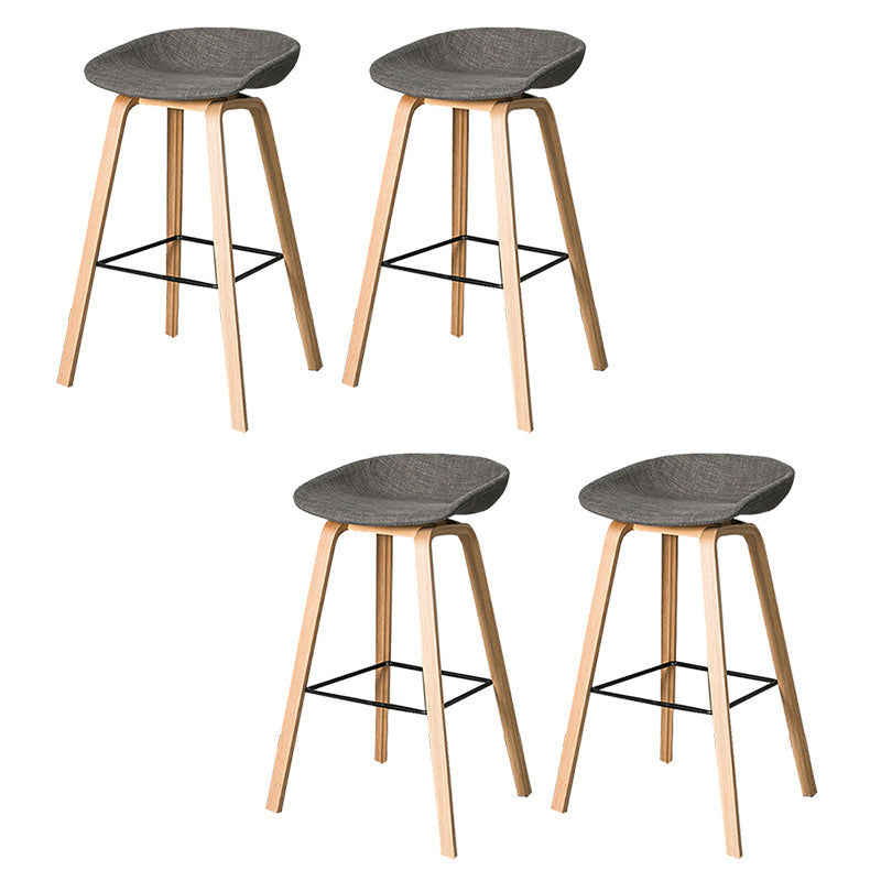 Contemporary Plastic Bucket Bar Stool with Beech Solid Wood Base