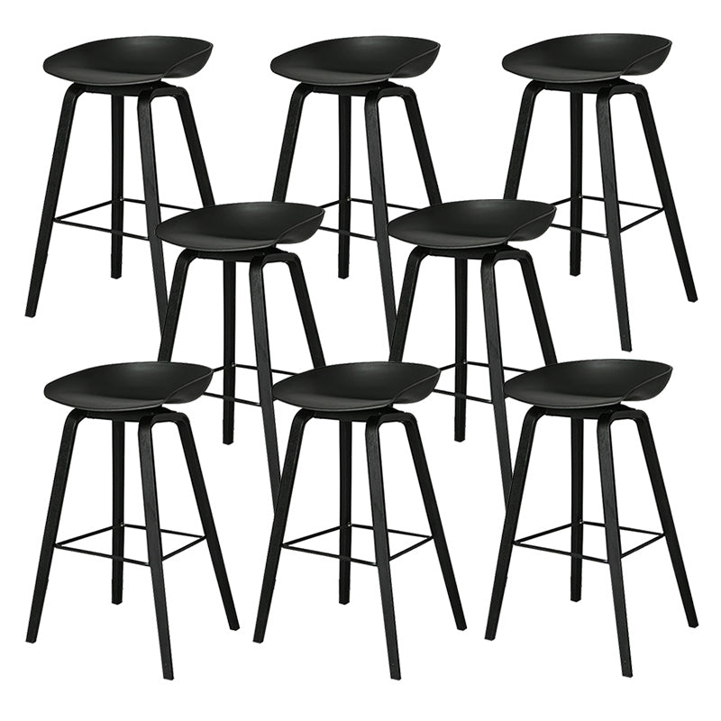 Contemporary Plastic Bucket Bar Stool with Beech Solid Wood Base