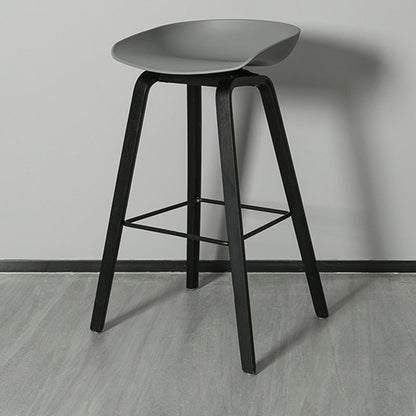 Contemporary Plastic Bucket Bar Stool with Beech Solid Wood Base