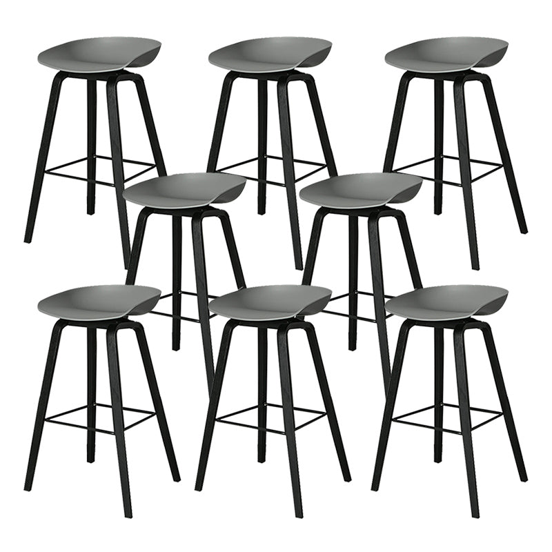 Contemporary Plastic Bucket Bar Stool with Beech Solid Wood Base