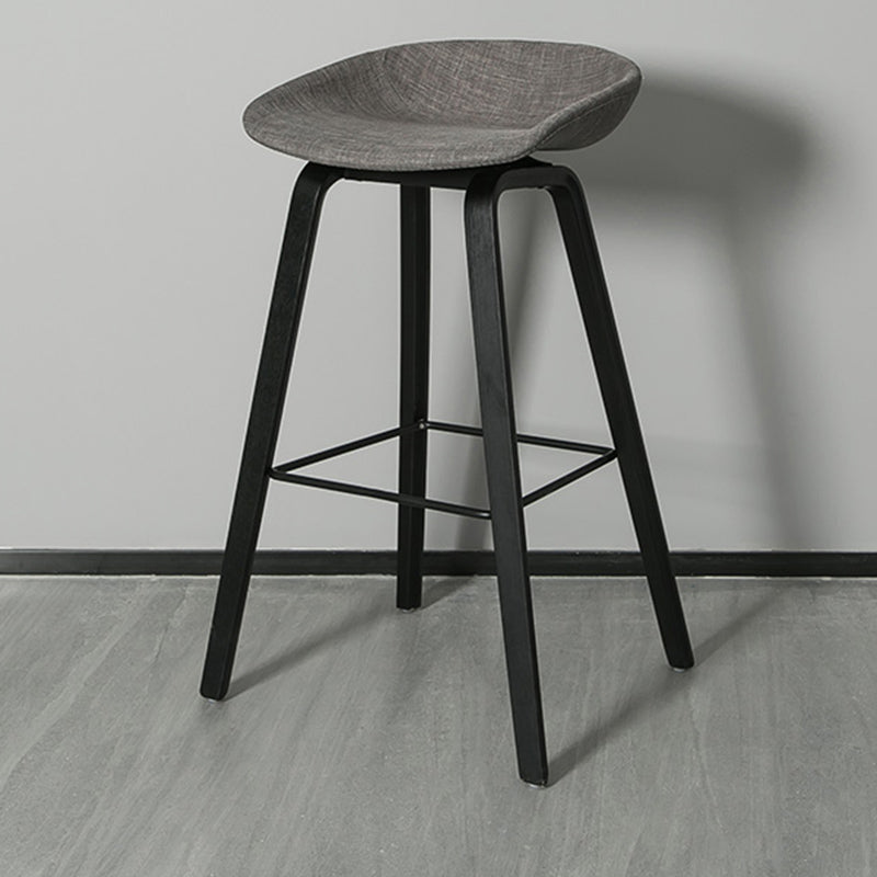 Contemporary Plastic Bucket Bar Stool with Beech Solid Wood Base