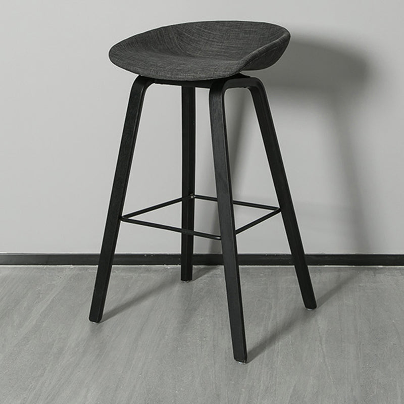 Contemporary Plastic Bucket Bar Stool with Beech Solid Wood Base