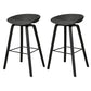 Contemporary Plastic Bucket Bar Stool with Beech Solid Wood Base