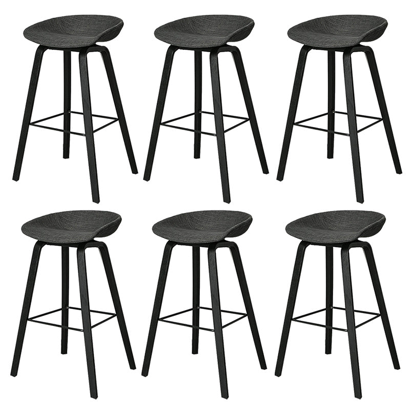 Contemporary Plastic Bucket Bar Stool with Beech Solid Wood Base