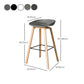 Contemporary Plastic Bucket Bar Stool with Beech Solid Wood Base