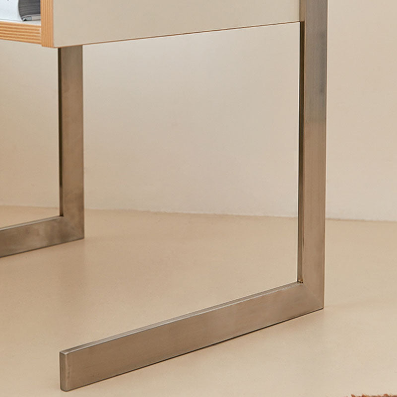 Contemporary Wooden Bedside Cabinet with 4 Shelves for Bedroom