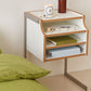 Contemporary Wooden Bedside Cabinet with 4 Shelves for Bedroom