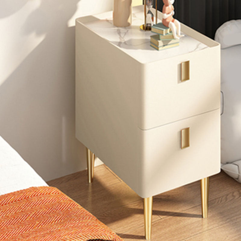 Zeitgenössischer Stein am Nachtbezirk mit 2 Holzschubladen für Schlafzimmer