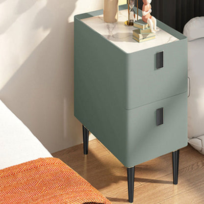 Gabinete de cama de piedra contemporáneo con 2 cajones de madera para dormitorio