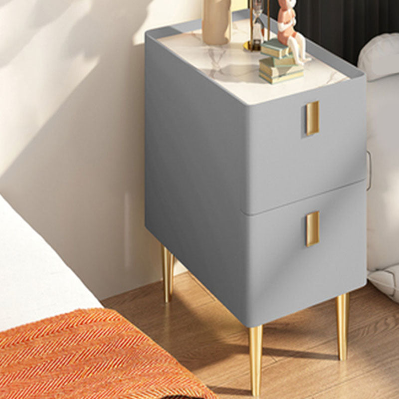 Zeitgenössischer Stein am Nachtbezirk mit 2 Holzschubladen für Schlafzimmer