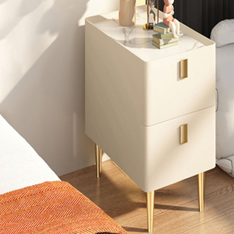Gabinete de cama de piedra contemporáneo con 2 cajones de madera para dormitorio