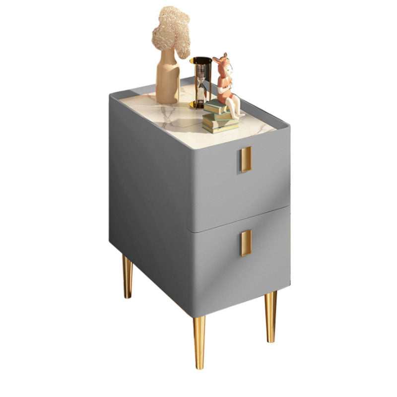 寝室用の2つの木製の引き出しが付いた現代の石のベッドサイドキャビネット