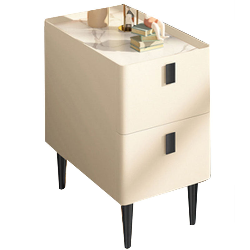 寝室用の2つの木製の引き出しが付いた現代の石のベッドサイドキャビネット